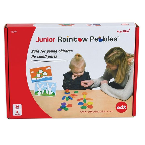 Rainbow Pebbles Activity Set - Junior - Ages 18M+ - Includes 16 Activity Cards - Sorting and Stacking Stones - Early Math Manipulative for Children - First Counting and Construction Toy