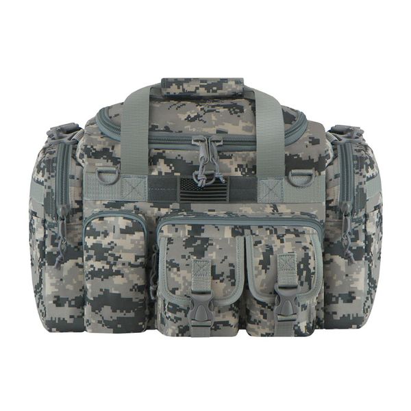 East West U.S.A Tactical Multi Pockets Heavy Duty Duffel Bag, Camo/Gray, 18"