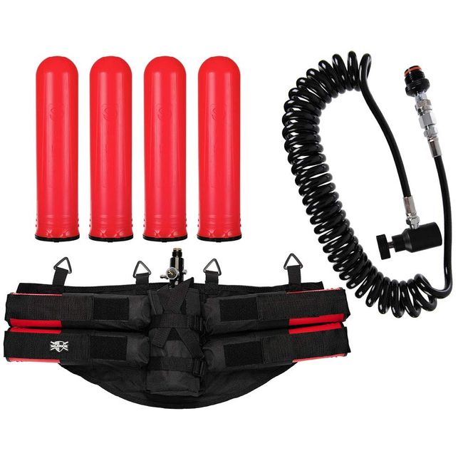 Action Village Paintball Deluxe Remote, 4+1 Harness & Dye Alpha Pods Starter Package - Assorted Colors (Red Pods)