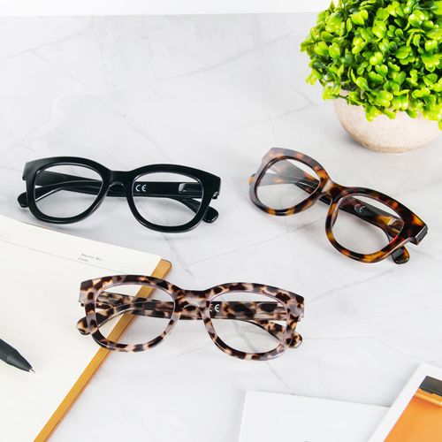 MMOWW Oversized Reading Glasses 3 Pack for Women Blue Light Blocking with Spring Hinge Computer Readers Ladies +1.5