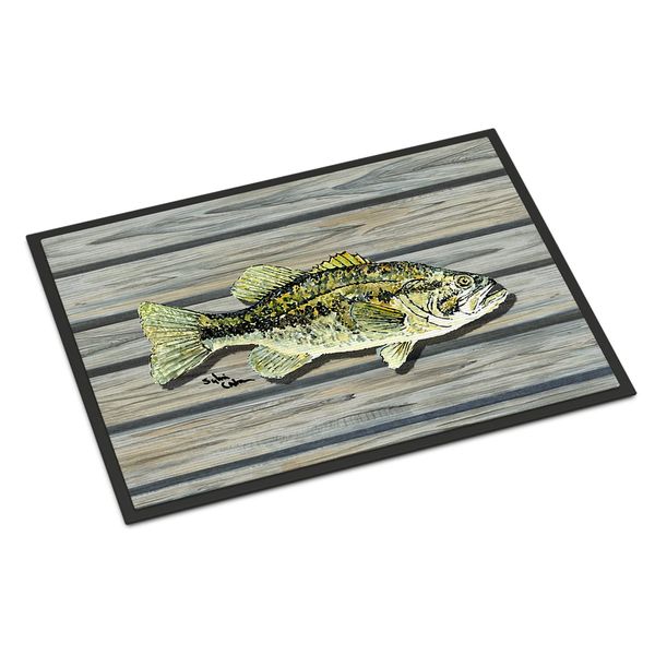 Caroline's Treasures 8493-MAT mall Mouth Bass Doormat 18x27 Front Door Mat Indoor Outdoor Rugs for Entryway, Non Slip Washable Low Pile, 18H X 27W