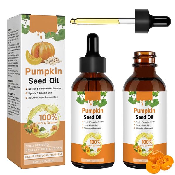 GAROMIA Olio di semi di zucca per capelli, 2 pezzi Pumpkin Seed Oil 120 ml, olio di semi di zucca puro al 100% olio di semi di zucca biologico per la crescita dei capelli