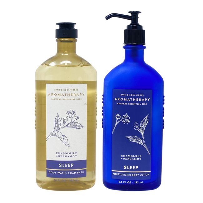 Bath and Body Aromatherapy Sleep Chamomile + Bergamot 2 Piece Bundle - Body Wash + Foam Bath and Moisturizing Body Lotion