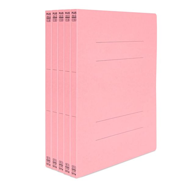 Plus No.021AB 79-938 Flat File, Antibacterial Flat File, Pink, Pack of 5