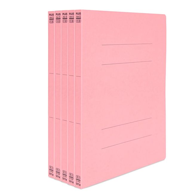 Plus No.021AB 79-938 Flat File, Antibacterial Flat File, Pink, Pack of 5