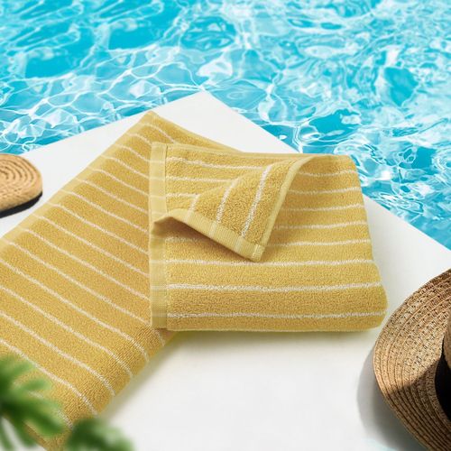 Jacquotha Hand Towels for Bathroom Yellow Striped - 2-Piece Premium Quick Drying Towels for Pool Swim Workout, Stylish Compact for Hand Face Hair, 14” x 29”