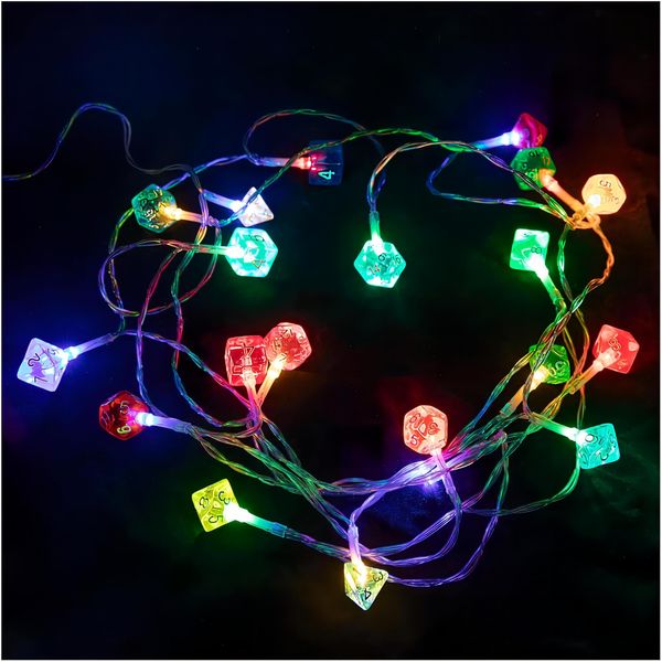 MillMB Decorative Multicolor String Lights with Unique Polyhedral Dice Design (40-Light with Dice,USB Powered)