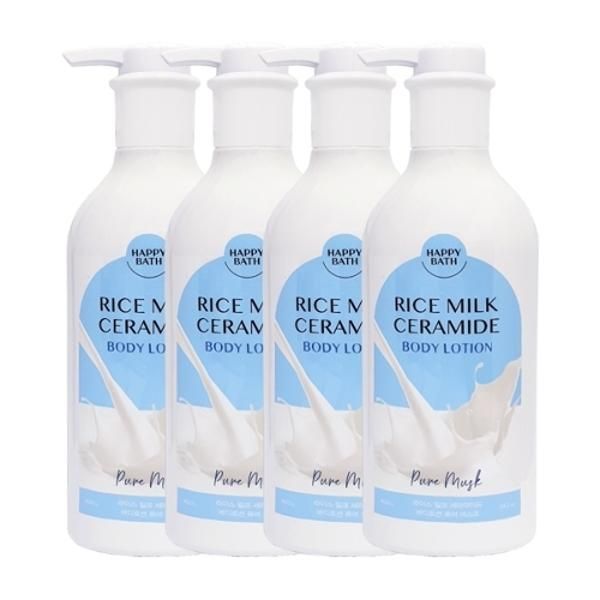 Happy Bath Rice Milk Ceramide Body Lotion Pure Musk 400g x4