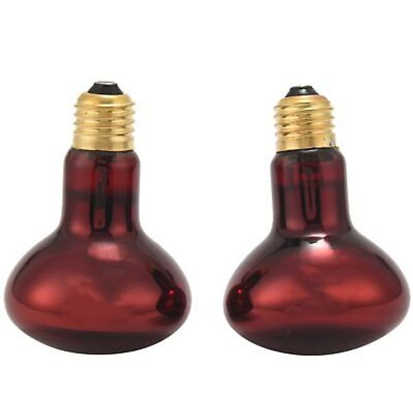 100W 2 Pack Infrared Heat Lamp Bulb Red Light Heat Bulbs for Pet Lizards1892