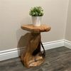Rustic Cedar Root Flower Stand Stool- 19.5" H Tree Stump Side Table, Handcrafted