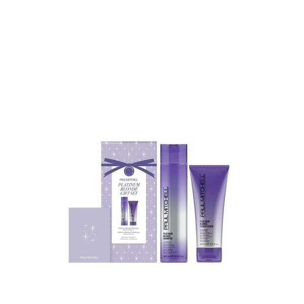 Paul Mitchell Platinum Blonde Gift Set, Purple Shampoo + Conditioner, For Brassy Hair