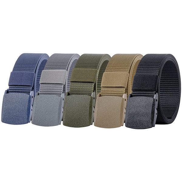 Ginwee 5 Pack Nylon Military Tactical Belt Webbing Canvas Outdoor Web Belt with Plastic Buckle