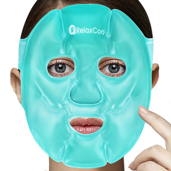 RelaxCoo Cold Face Eye Mask Ice Pack Reduce Face Puff,Dark Circles,Gel Hot Cold Compress,Face SPA for Woman Sleeping, Pressure, Headaches, Skin Care