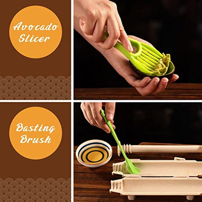 Sushi Making Kit for Beginners - Sushi Bazooka Sushi Maker Kit  with Bamboo Sushi Rolling Mat, Sushi Knife, Avocado Slicer, Chopsticks,  Rice Paddle, Rice Spreader, Sauce Dish & DIY Sushi