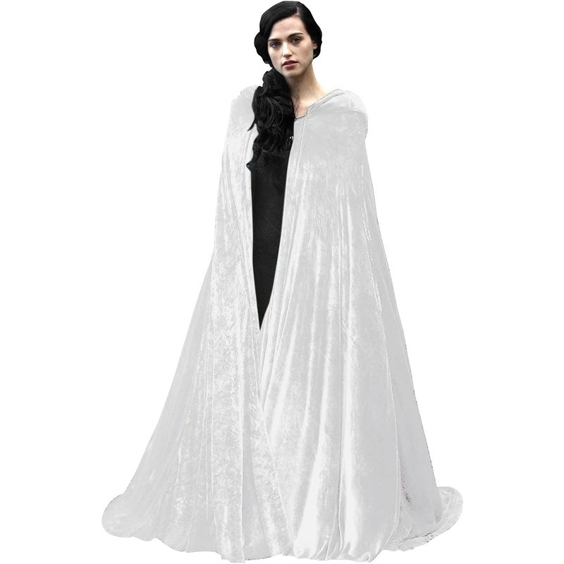 HOMELEX Black Witch Velvet Cloak Halloween Maleficent Hooded Cape Queen ...