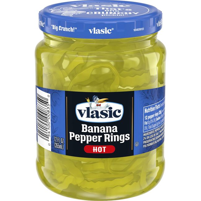 Vlasic Deli Style Hot Banana Pepper, Keto Friendly, 6 - 12 FL OZ Jars