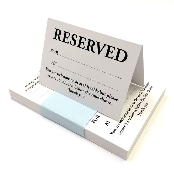 CYDPrinting A6 Table Reserved Tent Cards (A7 when folded) for Dining Restaurant (100 pack)