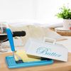 Ceramic Butter Dish Set with Lid, Blue Serving Tray and Spreader Knife