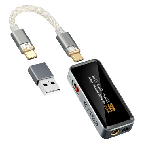 EYTSE Portable USB C DAC Headphone Amplifier, HiFi 32Bit/384kHz Dual CS43131 Decoder Mini DAC Amp Dongle, 3.5mm/4.4mm Balanced Outputs for Phone/Android/iOS/Wins/Mac/PC, Music/Game/Chat