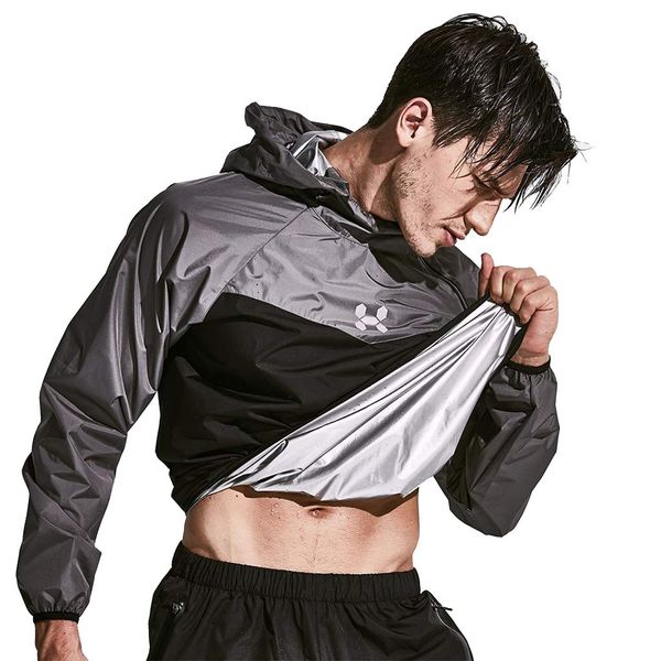 HOTSUIT Sauna Suit for Men Sweat Sauna Jacket Pant Gym Workout Sweat Suits, Gray, 4XL
