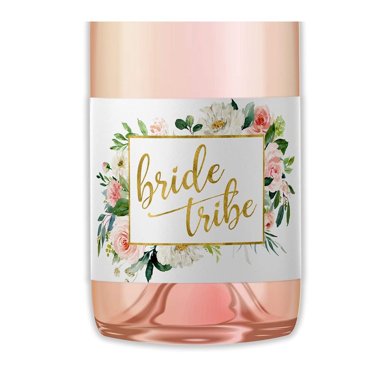 BRIDE TRIBE Mini Champagne Bottle Labels SET of 12 Blush Rose ...