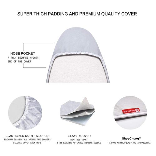 Ironing Board Cover and Pad for Extra Wide 18 x 49 Ironing Boards,Premium Heavy Duty 3-Layer Silicone Coated Cover with 2mm Foam and 4mm Felt,Resists Scorching and Staining (49”x18”,Size C) Gray