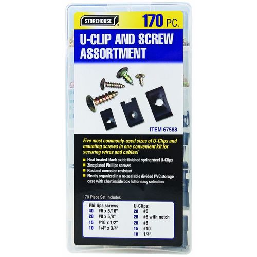 170 Piece U-Clip and Screw Assortment