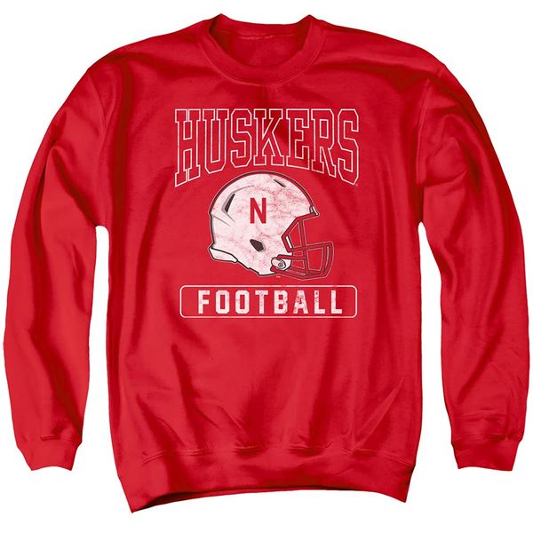 Nebraska Cornhuskers Official Football Helmet Unisex Adult Crewneck Sweatshirt,Red, 2X-Large