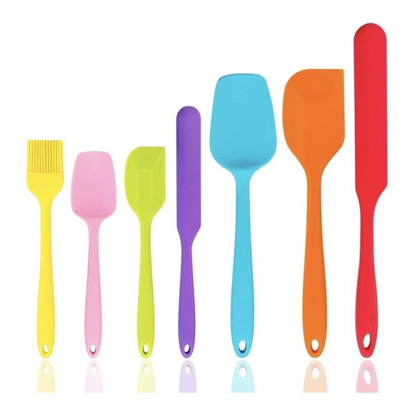 Modern Home Silicone Spatulas Set 7 Pcs Kitchen Tools Gadgets Multi Color Health