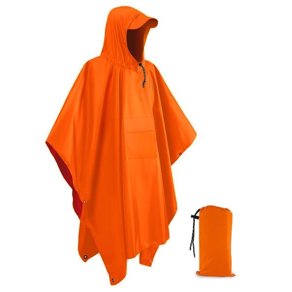 Evolpor Waterproof Poncho Adult,Poncho Waterproof Adult Lightweight Reusable Rain Poncho Adult Waterproof,Waterproof Raincoat for Outdoor Camping Hiking Traveling Cycling (ORANGE)