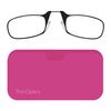 ThinOptics Reading Glasses 1.50 Black Frames with Pink Universal Pod Compact Case - Ultra-light Foldable Rectangular Glasses - Clip-on Nose - 1.50 Strength with Flex-Fit Technology