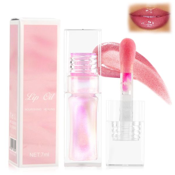 Magic Colour Changing Lip Oil, Plumping Lip Gloss, Colour Changing Lip Gloss, Hydrating Plumping Lip Gloss Lip Oil,Glitter Shine Liquid Lipstick Moisturizing Lip Gloss Tint for Lip Care for Women