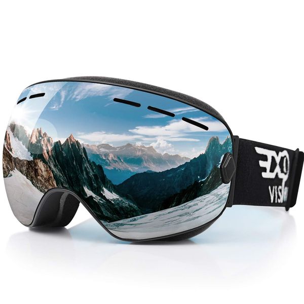 Snowboard Ski Goggles for Men Women and Youth, Over Glasses Skiing Snowboard Goggles with Anti Fog and UV400 protection Dual Lenses Snow Goggles