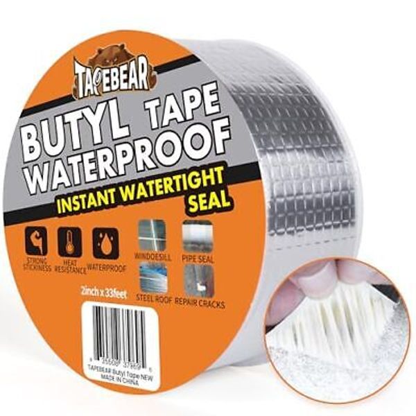 Butyl Tape Waterproof Sealant Tape Aluminum Foil Duct Sealing 2inch x33feet 1