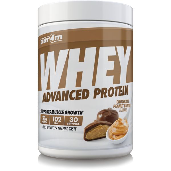 Per4m Protein Whey Powder | 30 Servings of High Protein Shake with Amino Acids | for Optimal Nutrition When Training | Low Sugar Gym Supplements (Chocolate Peanut Butter, 900g)