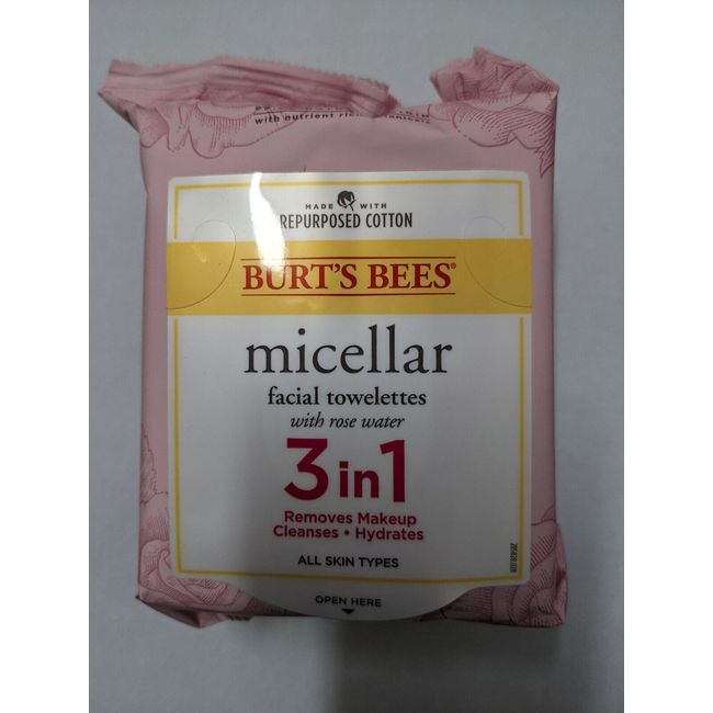 Burt's Bees Micellar Cleansing Towelettes With Rose Water, 30 Count