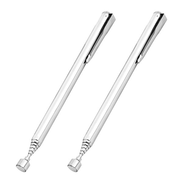 2Pcs Magnetic Telescoping Pick-Up Tool with Pocket Clip 3 Lb Extendable Magnetic Grabber Reacher Tools,for Men, DIY Handyman(Silver)