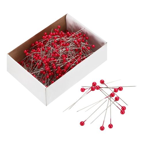 uxcell Sewing Pins 800pcs Round Pearl Head Dressmaking Corsage Pins Straight Pins for Wedding Sewing Decoration DIY Craft, Red
