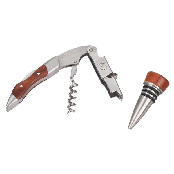 Le Creuset Waiter's Corkscrew and Stopper Gift Set, GS 190, Plastic, Wood, 59814012209561