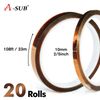 A-SUB 20 Rolls High Temperature Heat Resistant Tape 10mm 108ft Kapton Polyimide