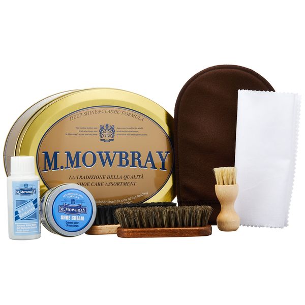 M. Mowbray Shoe Care Shoe Polish Kit, St William Set, Shoe Cream, Brush, Cleaner, Cloth, Gift, Present, Smooth Leather, neutral