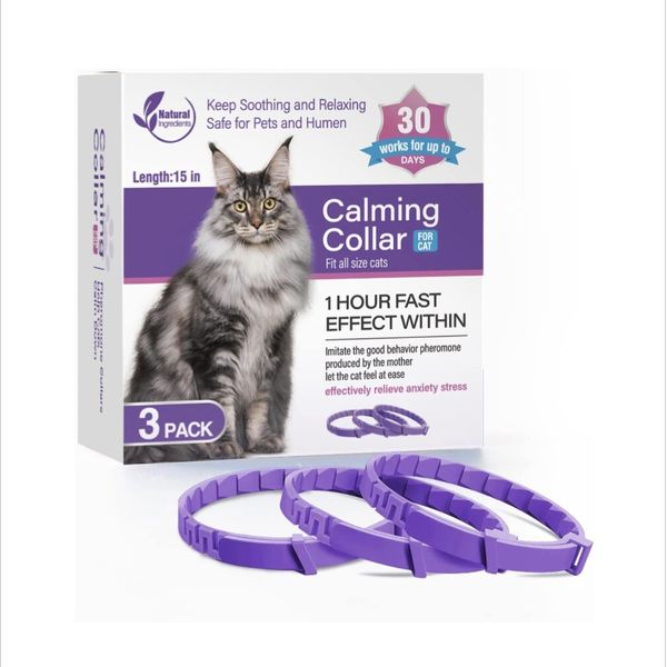 Tcllka Calming Cat Collar Efficient Relieve Reduce Anxiety And Stress  3 Pack
