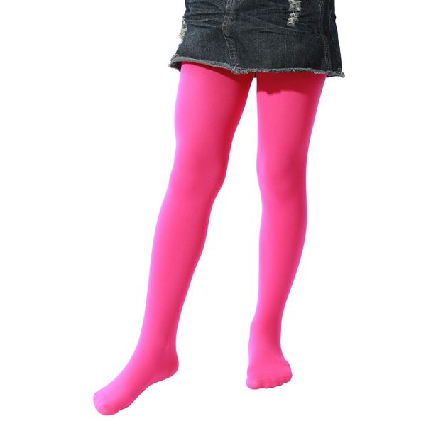 EVERSWE EGirls Tights, Semi Opaque Footed Tights (Fuchsia, 8-10)