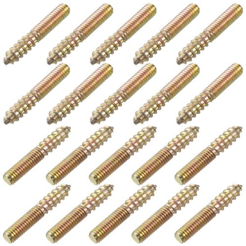 uxcell M4 Hanger Bolts Length 1"(25mm) Double Headed Bolts Self-Tapping Screw 4mm Wood Joint Furniture Legs 20pcs