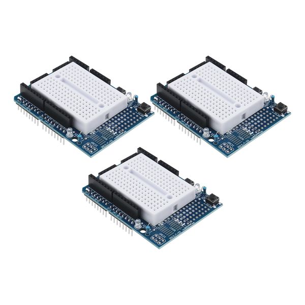 Micro Traders 3Pcs Proto Shield Prototype Expansion Board with SYB-170 Mini Breadboard Based Compatible with Ar-duino Compatible with UNO R3 ProtoShield 70x54mm