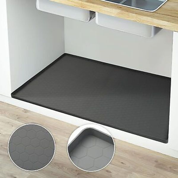 Under Sink Mats for Kitchen Waterproof, 34'' x 22'' 34"x22", Honeycomb Gray