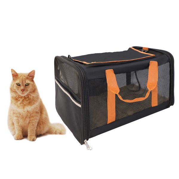 LUCKYERMORE 21" Travel Soft-Sided Pet Crate Folding Dog Cat Carrier Tote Bag