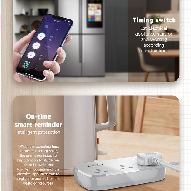 Tuya WiFi Smart Power Strip Surge Protector UK Plug Socket Outlets