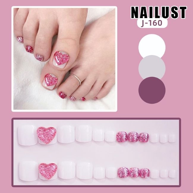 Toe Nails  [Set of 24] Nail Tips Nail Tips Nail Stickers False Nails False Nails Present Paste Nails Peelable Summer Nails Nail Supplies Nail Art Nail Parts NAILUST