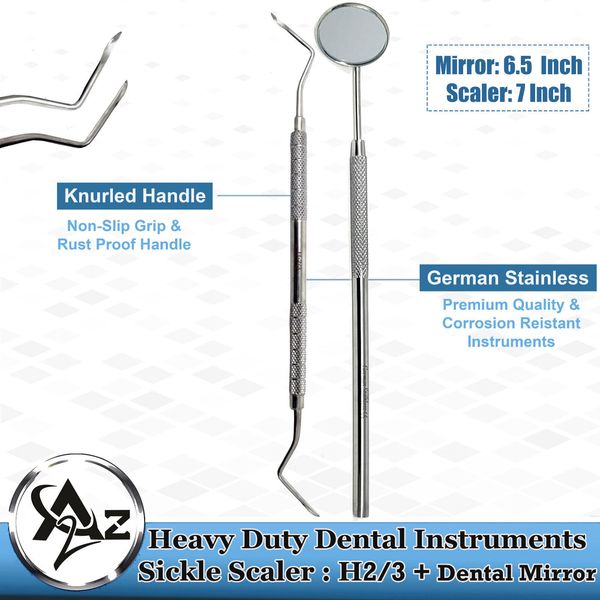 Dental 2-3Heidbrink Root Tip Pick Elevator Double Ended Instrument+Dental Mirror